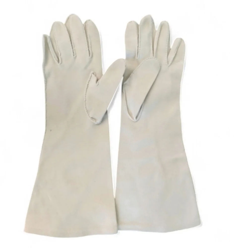 VINTAGE Long Cream Gloves Large Retro Formal Off White Costume